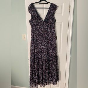 Lulu’s Darling Daydream Navy Blue Floral Print - Ruffled Maxi